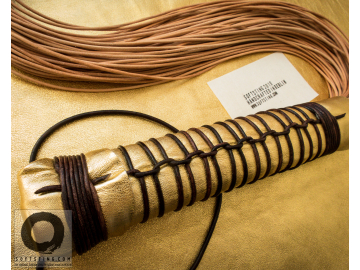 BDSM art fetish leather flogger whip, handmade shibari style, perfectly balanced, no glue: Kōsen, the Ray of Light.